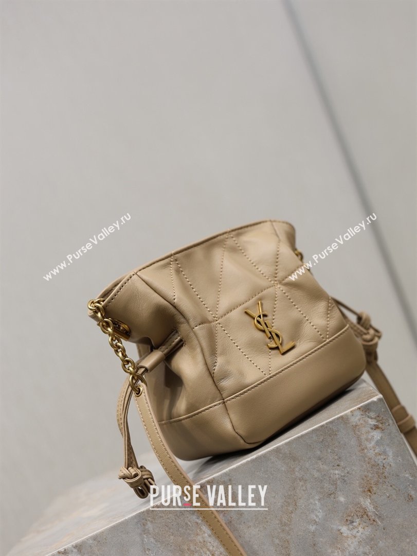 Saint Laurent Jamie Mini Shoulder Pouch Bag in Lambskin Leather Apricot 2026 859174 (YY-260119068)