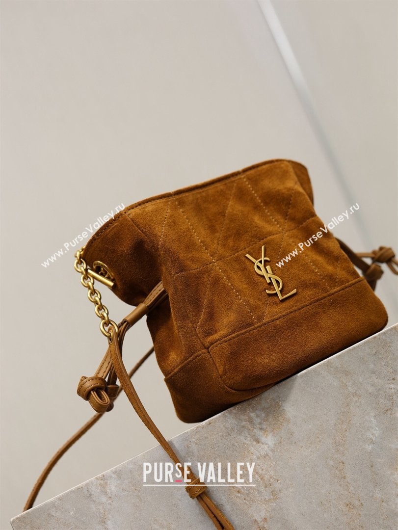 Saint Laurent Jamie Mini Shoulder Pouch Bag in Suede Caramel 2026 859174 (YY-260119064)