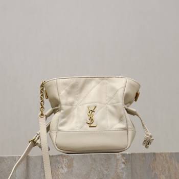 Saint Laurent Jamie Mini Shoulder Pouch Bag in Lambskin Leather White 2026 859174 (YY-260119069)