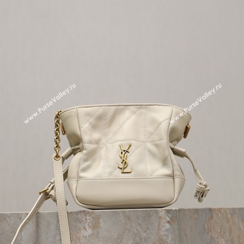 Saint Laurent Jamie Mini Shoulder Pouch Bag in Lambskin Leather White 2026 859174 (YY-260119069)