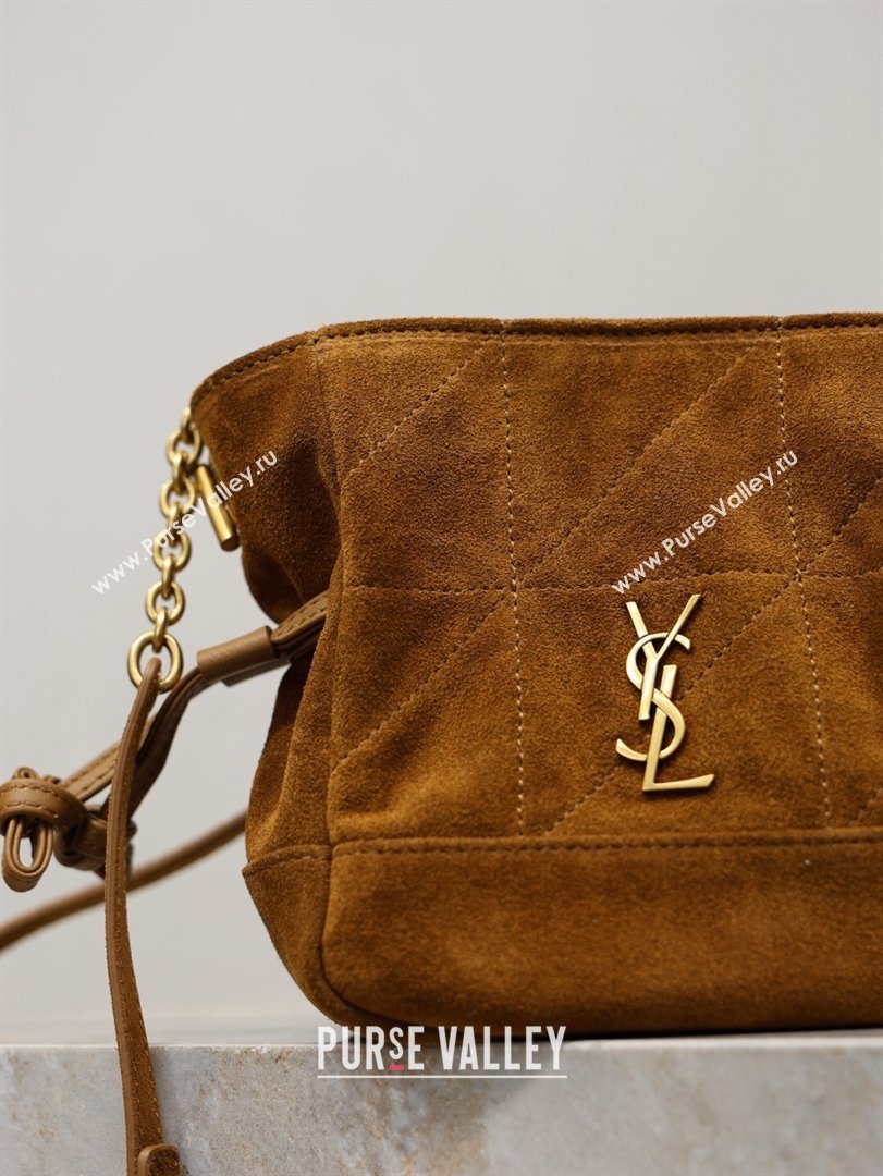 Saint Laurent Jamie Mini Shoulder Pouch Bag in Suede Caramel 2026 859174 (YY-260119064)