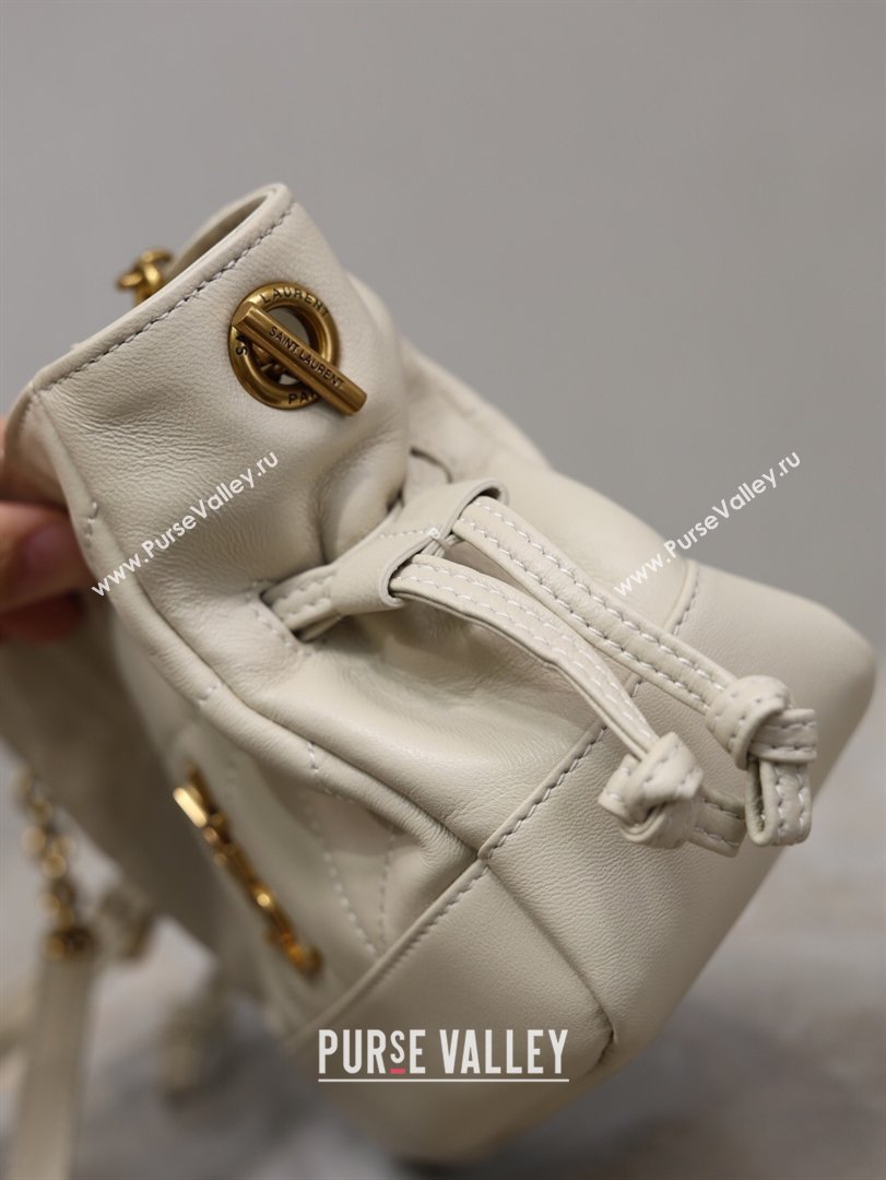 Saint Laurent Jamie Mini Shoulder Pouch Bag in Lambskin Leather White 2026 859174 (YY-260119069)