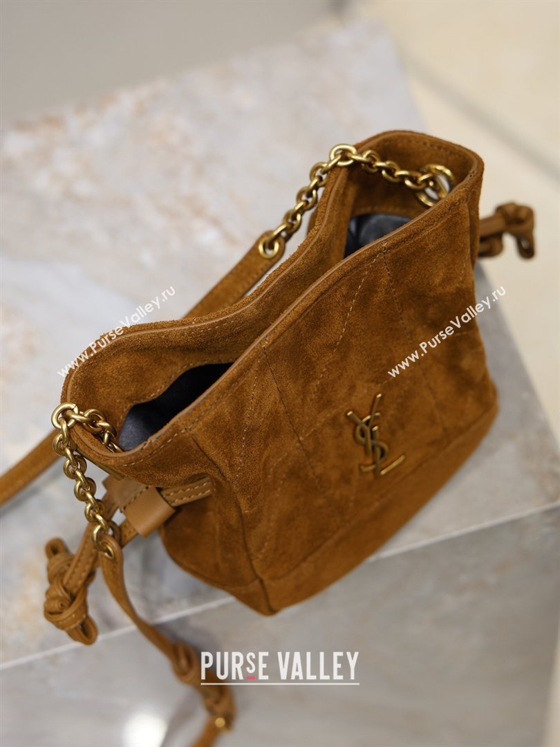 Saint Laurent Jamie Mini Shoulder Pouch Bag in Suede Caramel 2026 859174 (YY-260119064)