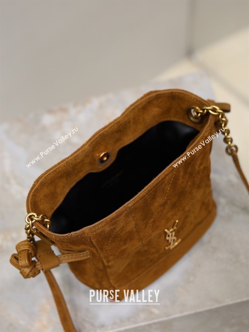 Saint Laurent Jamie Mini Shoulder Pouch Bag in Suede Caramel 2026 859174 (YY-260119064)