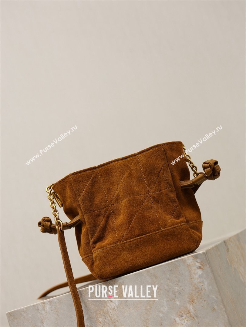 Saint Laurent Jamie Mini Shoulder Pouch Bag in Suede Caramel 2026 859174 (YY-260119064)