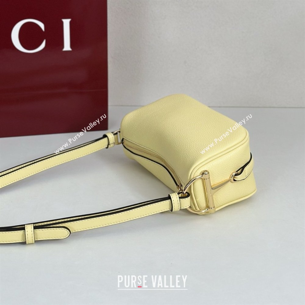Gucci Half Horsebit mini shoulder bag in Grainy Leather Light Yellow 2026 860784 (DLH-260128058)