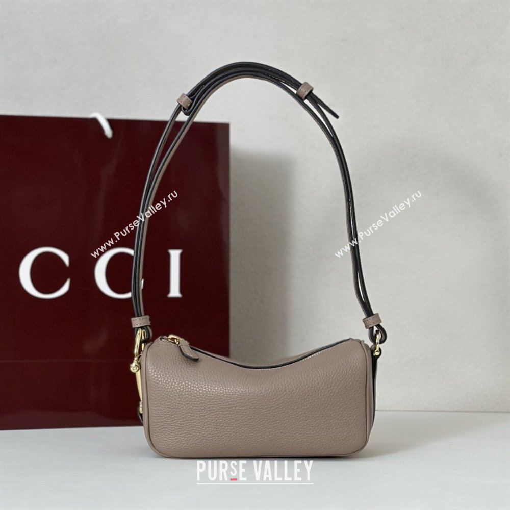 Gucci Half Horsebit mini shoulder bag in Grainy Leather Taupe 2026 860784 (DLH-260128057)