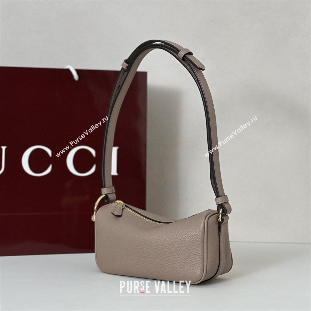 Gucci Half Horsebit mini shoulder bag in Grainy Leather Taupe 2026 860784 (DLH-260128057)