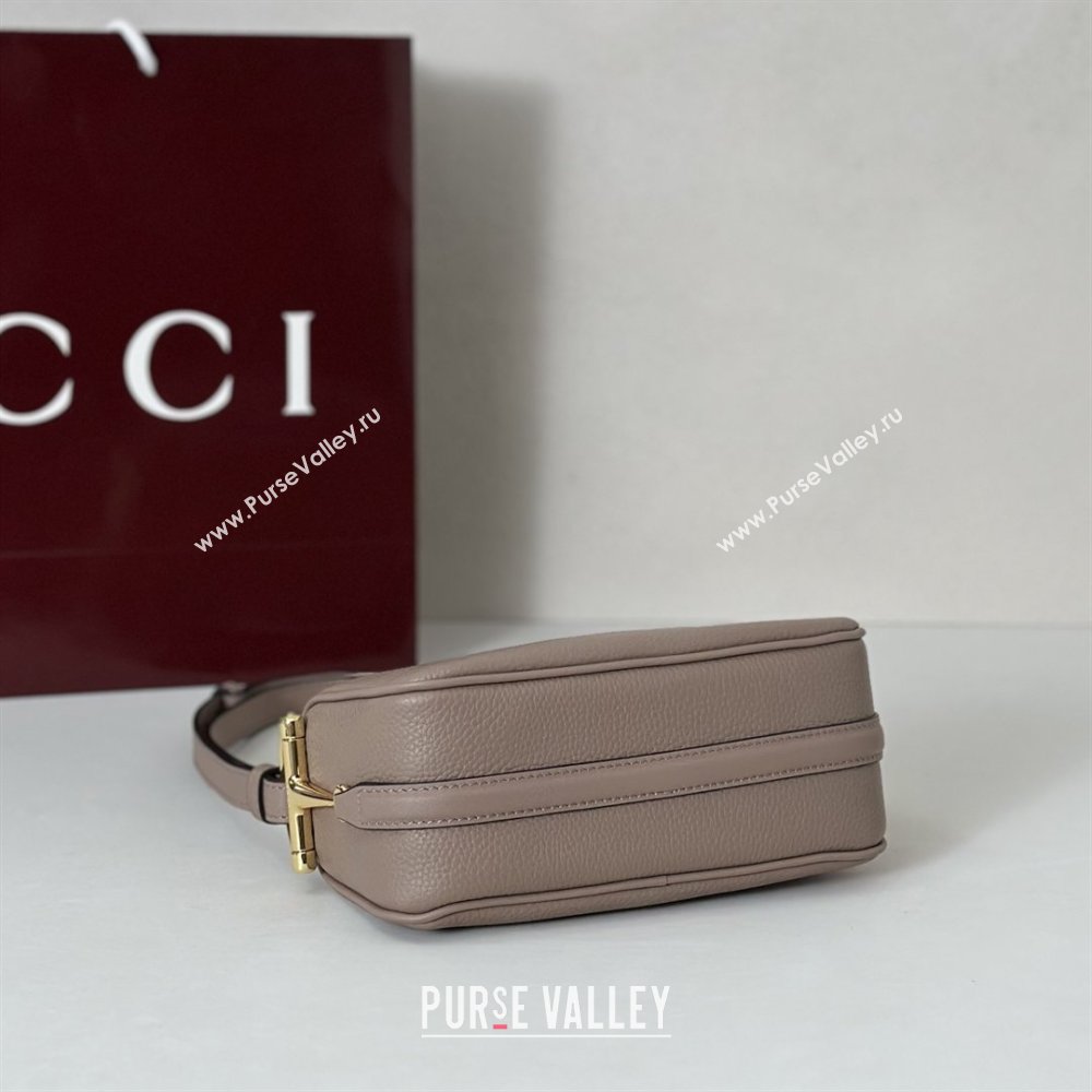 Gucci Half Horsebit mini shoulder bag in Grainy Leather Taupe 2026 860784 (DLH-260128057)