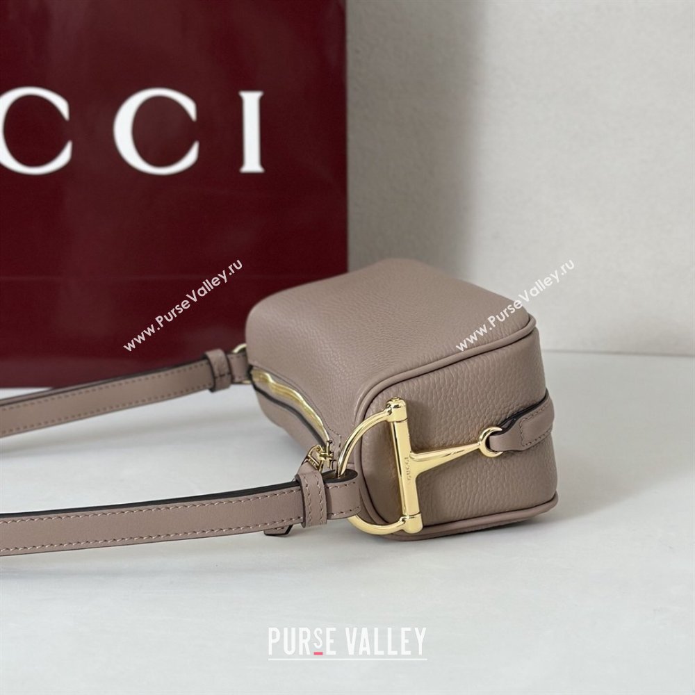 Gucci Half Horsebit mini shoulder bag in Grainy Leather Taupe 2026 860784 (DLH-260128057)