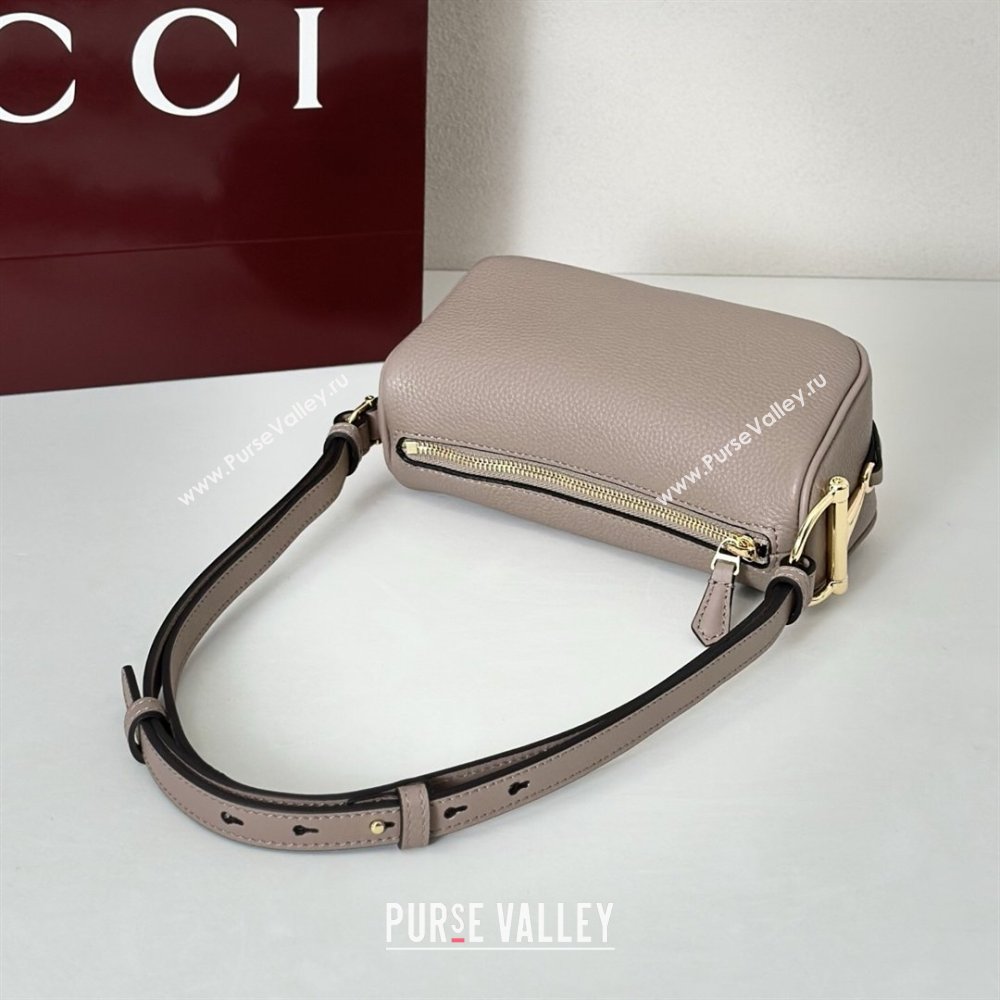 Gucci Half Horsebit mini shoulder bag in Grainy Leather Taupe 2026 860784 (DLH-260128057)