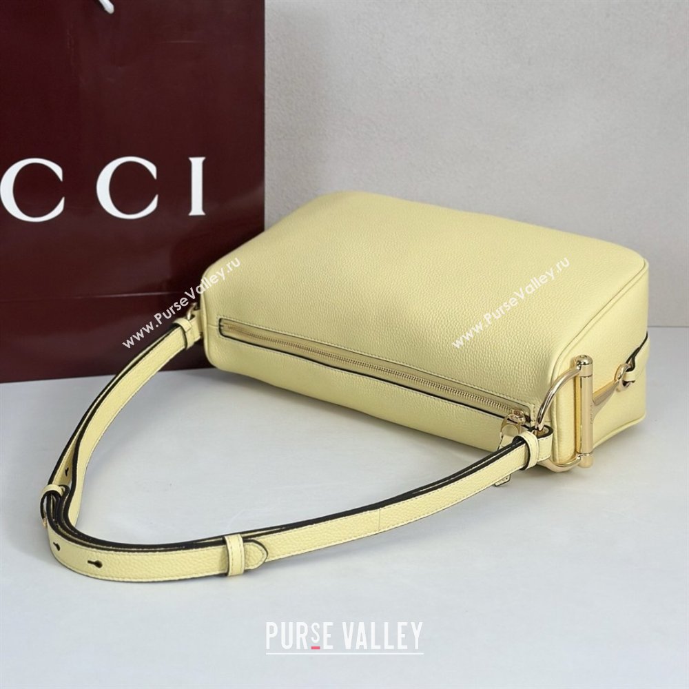 Gucci Half Horsebit medium shoulder bag in Leather Yellow 2026 860787 (DLH-260128046)