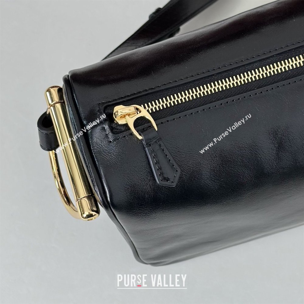 Gucci Half Horsebit medium shoulder bag in Crinkle Patent Leather Black 2026 860787 (DLH-260128045)