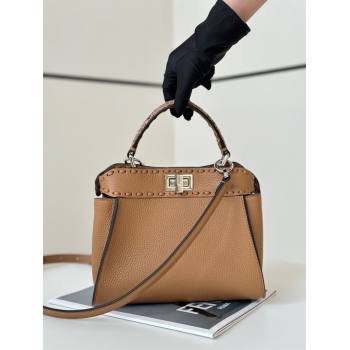 Fendi Peekaboo Mini Bag with Hand-sewn Topstitches 8615 Light Brown 2025 Top (CL-250210003)