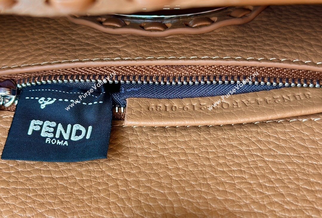 Fendi Peekaboo Mini Bag with Hand-sewn Topstitches 8615 Light Brown 2025 Top (CL-250210003)