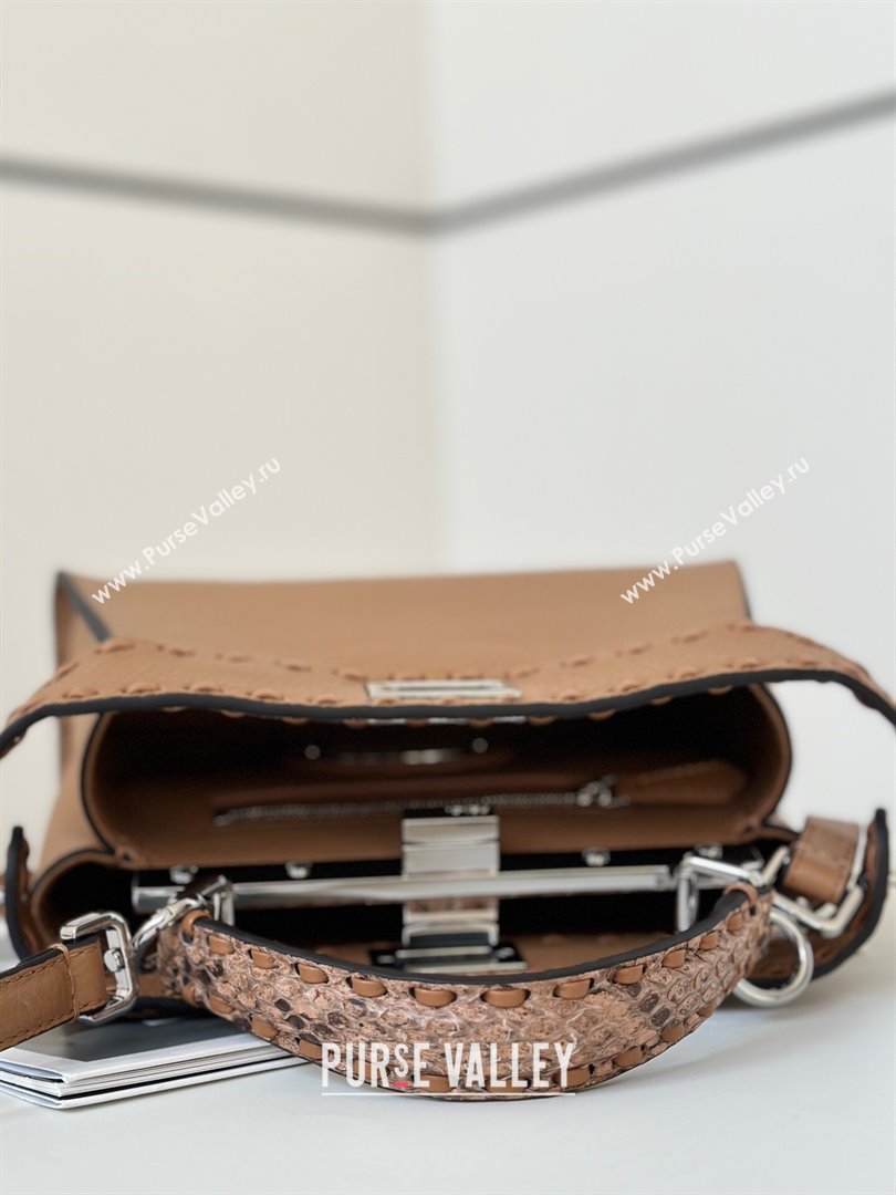 Fendi Peekaboo Mini Bag with Hand-sewn Topstitches 8615 Light Brown 2025 Top (CL-250210003)