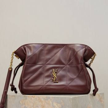 Saint Laurent Jamie Shoulder Pouch Bag in Lambskin Leather Burgundy 2026 862712 (YY-260119059)