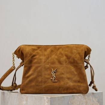 Saint Laurent Jamie Shoulder Pouch Bag in Suede Caramel 2026 862712 (YY-260119058)