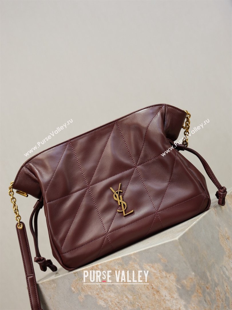 Saint Laurent Jamie Shoulder Pouch Bag in Lambskin Leather Burgundy 2026 862712 (YY-260119059)