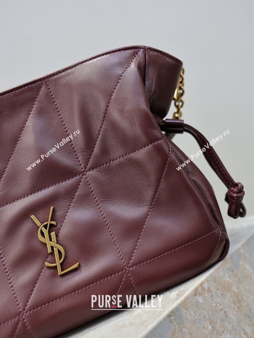 Saint Laurent Jamie Shoulder Pouch Bag in Lambskin Leather Burgundy 2026 862712 (YY-260119059)