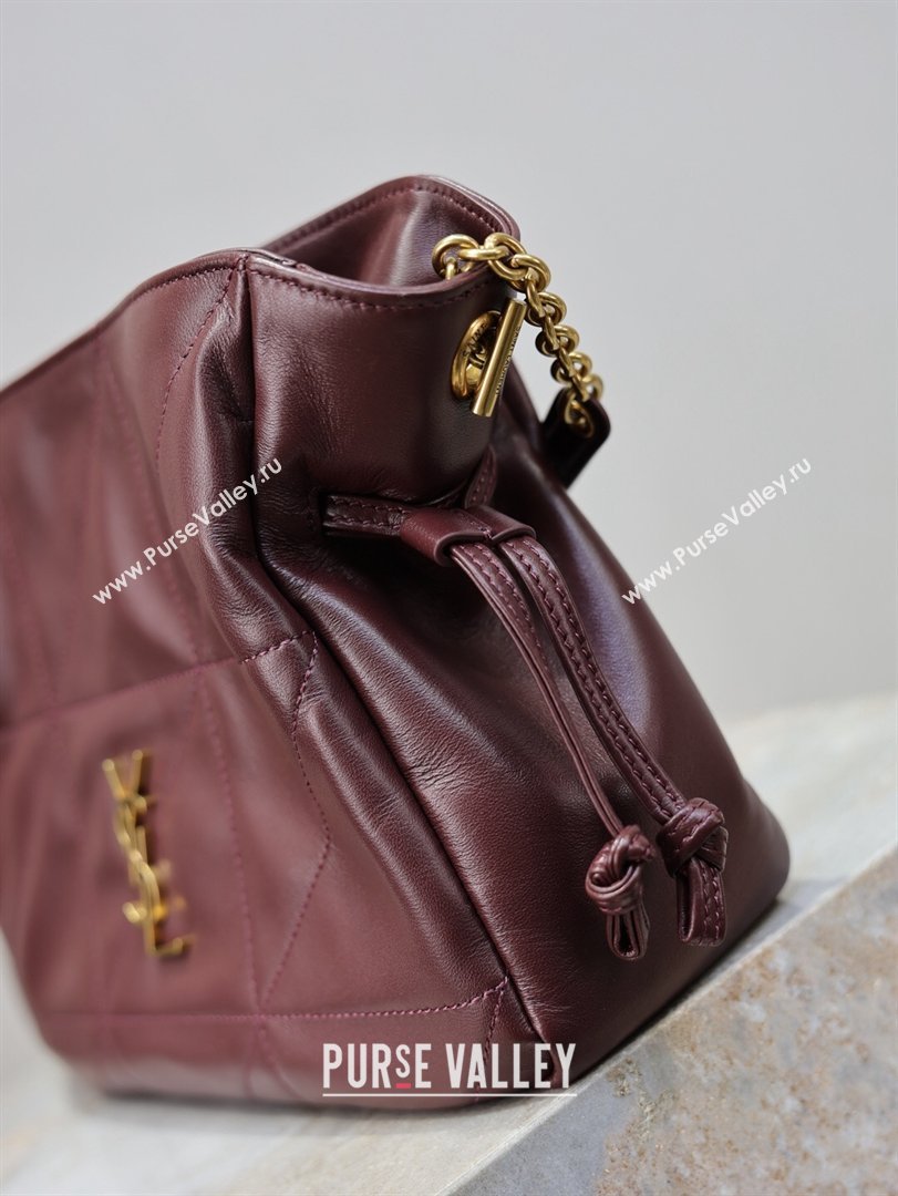 Saint Laurent Jamie Shoulder Pouch Bag in Lambskin Leather Burgundy 2026 862712 (YY-260119059)
