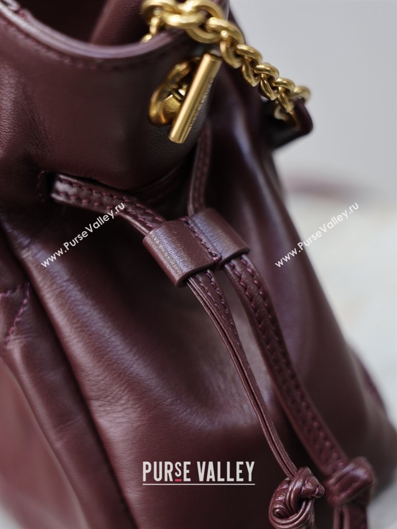 Saint Laurent Jamie Shoulder Pouch Bag in Lambskin Leather Burgundy 2026 862712 (YY-260119059)