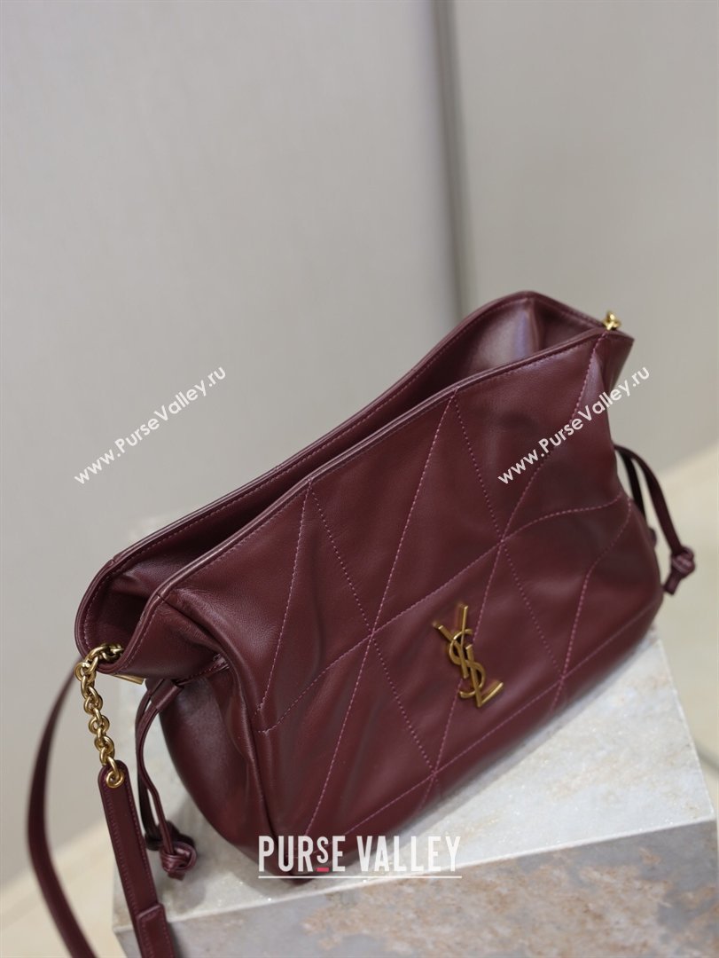 Saint Laurent Jamie Shoulder Pouch Bag in Lambskin Leather Burgundy 2026 862712 (YY-260119059)