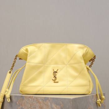 Saint Laurent Jamie Shoulder Pouch Bag in Lambskin Leather Lemon Yellow 2026 862712 (YY-260119061)