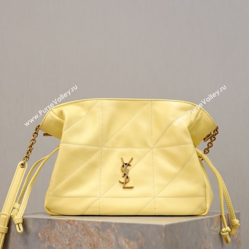 Saint Laurent Jamie Shoulder Pouch Bag in Lambskin Leather Lemon Yellow 2026 862712 (YY-260119061)