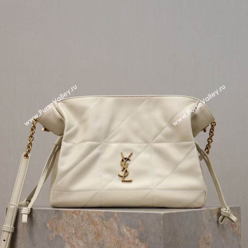 Saint Laurent Jamie Shoulder Pouch Bag in Lambskin Leather White 2026 862712 (YY-260119063)