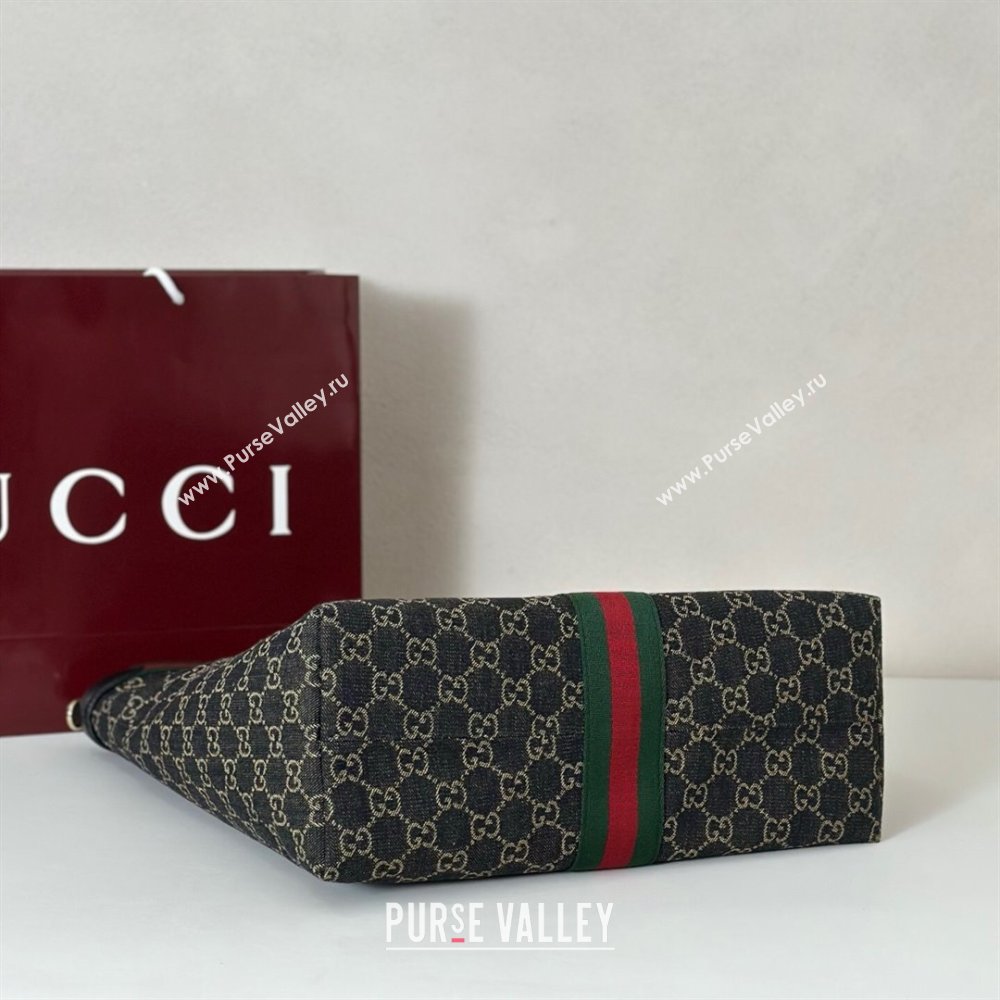 Gucci Mens Giglio GG Denim Tote Bag Black 2025 865452 (DLH-251125018)