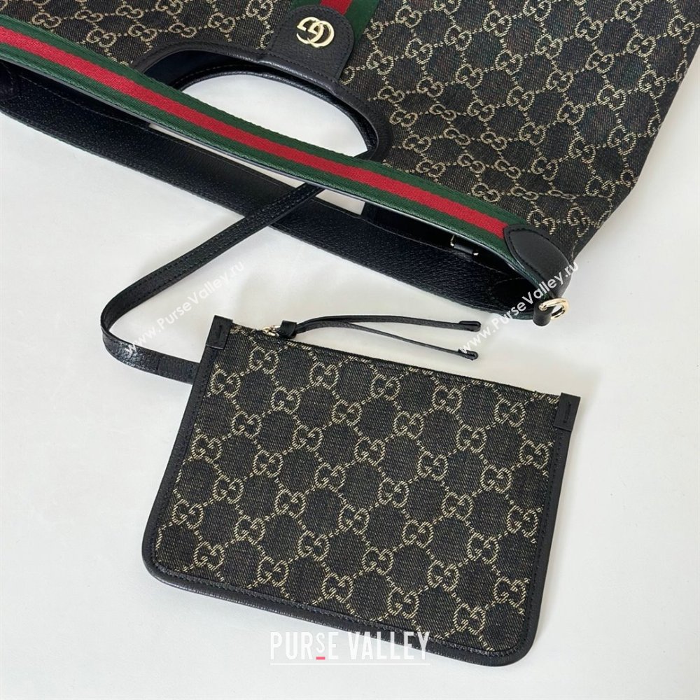Gucci Mens Giglio GG Denim Tote Bag Black 2025 865452 (DLH-251125018)