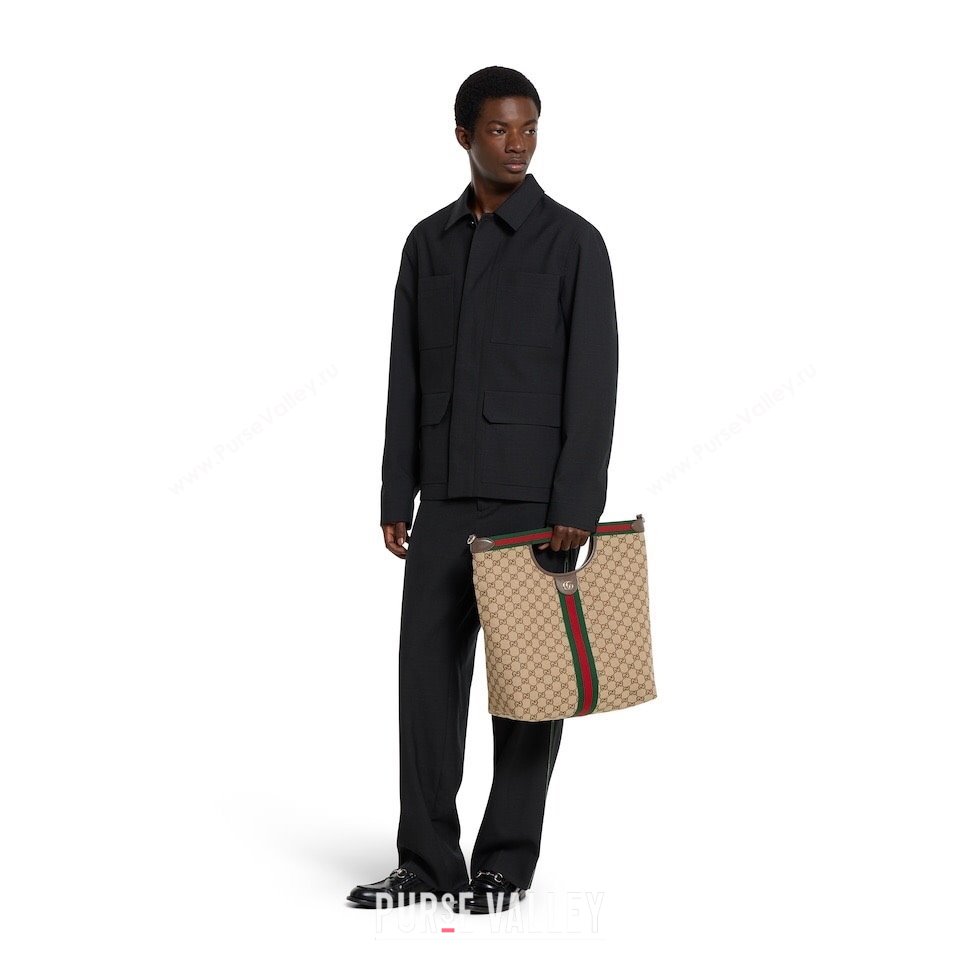 Gucci Mens Giglio GG Canvas Tote Bag Beige 2025 865452 (DLH-251125017)