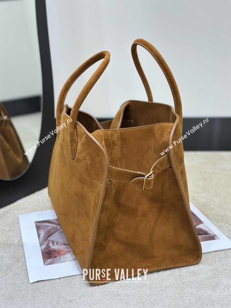The Row Margaux 15 Tote Bag in Suede Gold-Tone 2026 8818L (CL-260410033)