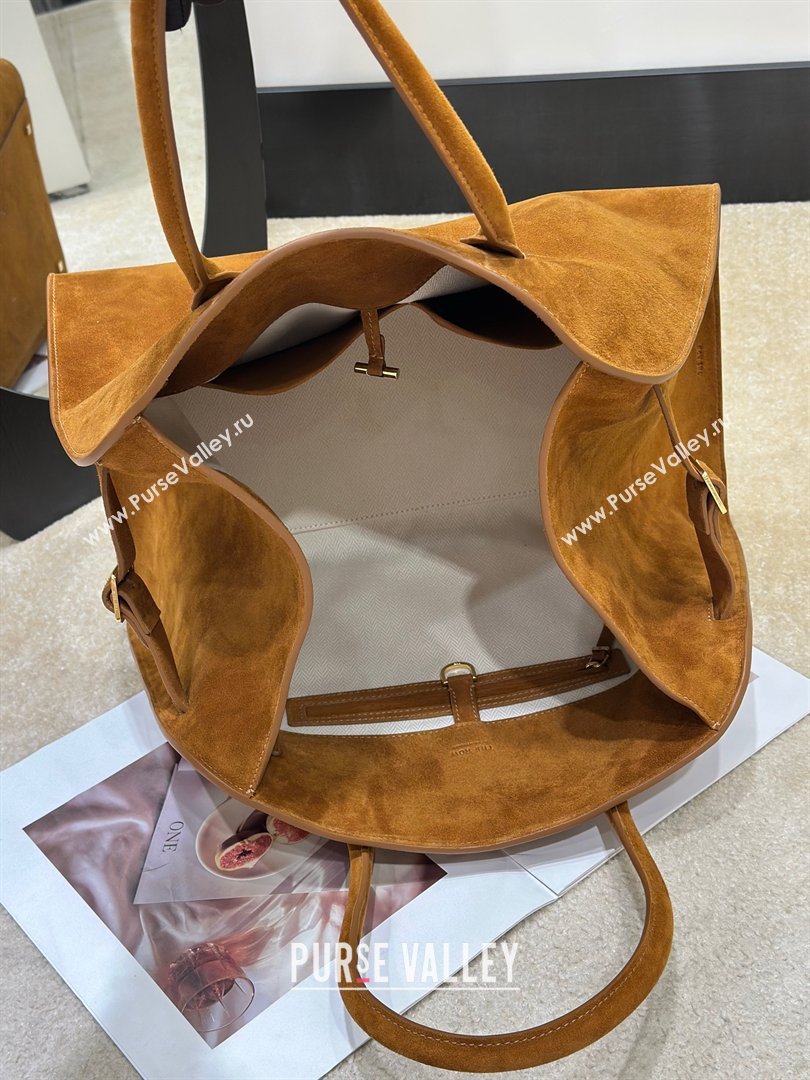 The Row Margaux 15 Tote Bag in Suede Gold-Tone 2026 8818L (CL-260410033)