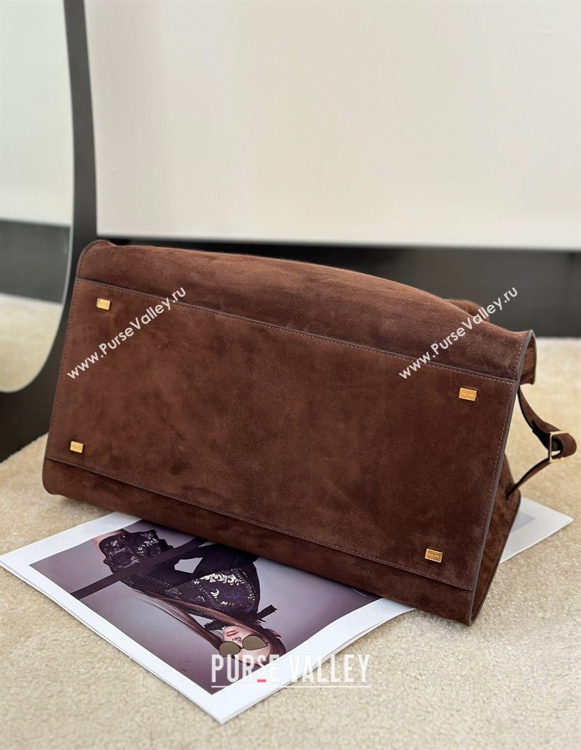 The Row Margaux 15 Tote Bag in Suede Dark Brown 2026 8818L (CL-260410035)
