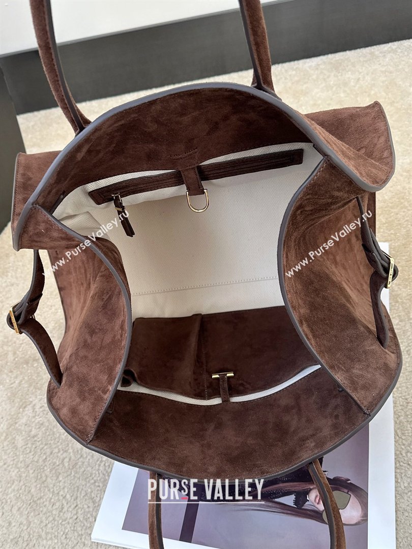 The Row Margaux 15 Tote Bag in Suede Dark Brown 2026 8818L (CL-260410035)
