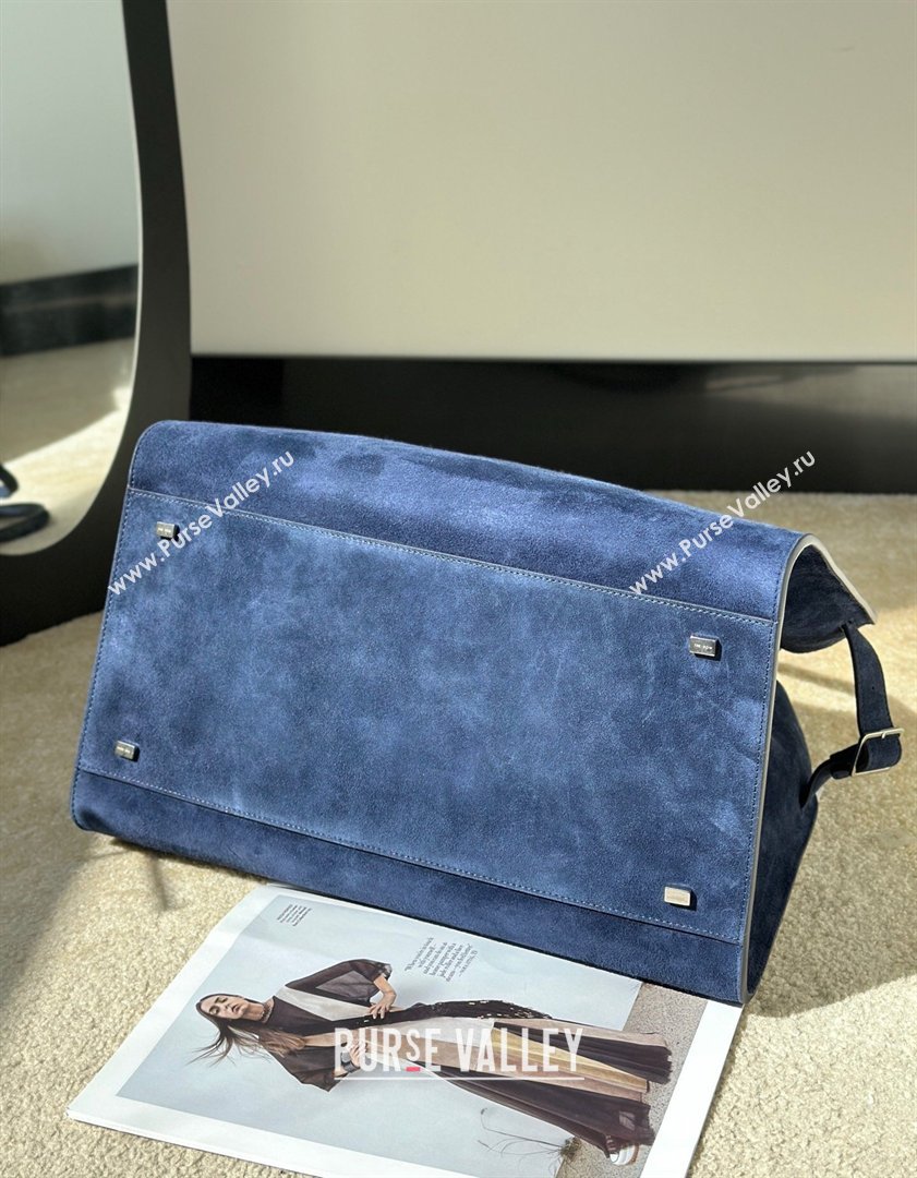 The Row Margaux 15 Tote Bag in Suede Blue 2026 8818L (CL-260410036)