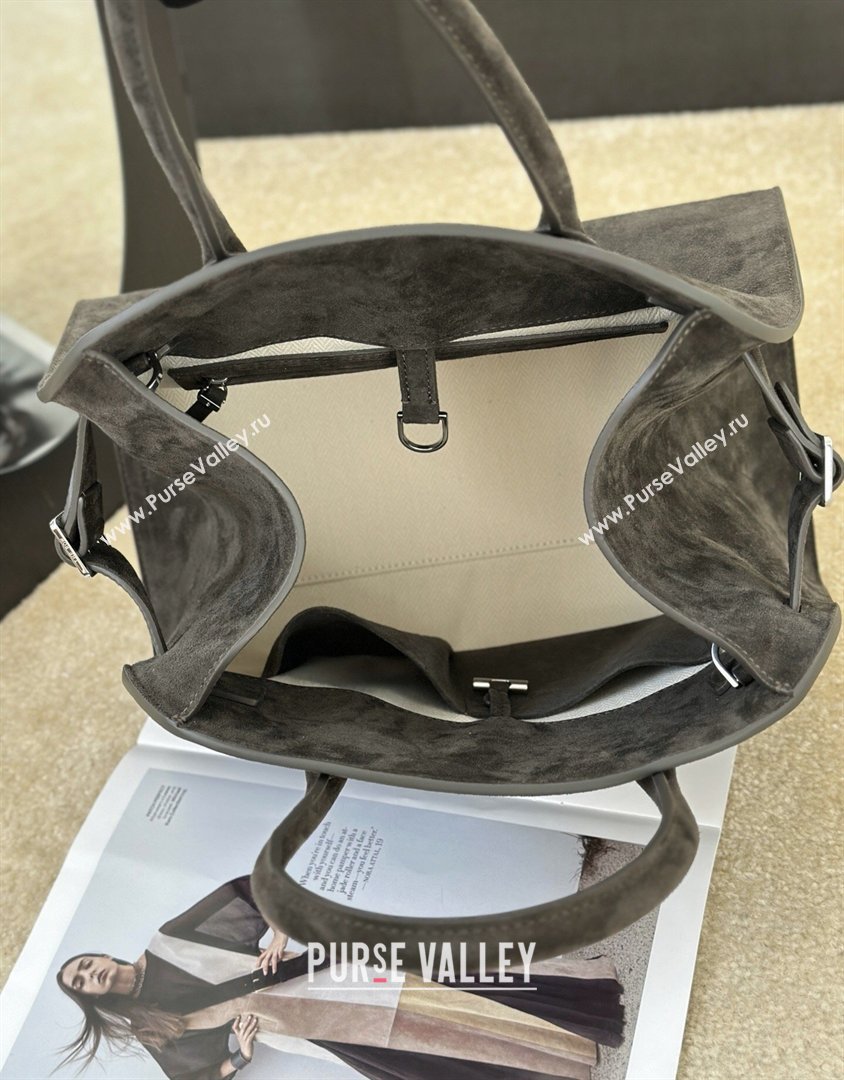 The Row Margaux 15 Tote Bag in Suede Green 2026 8818L (CL-260410037)