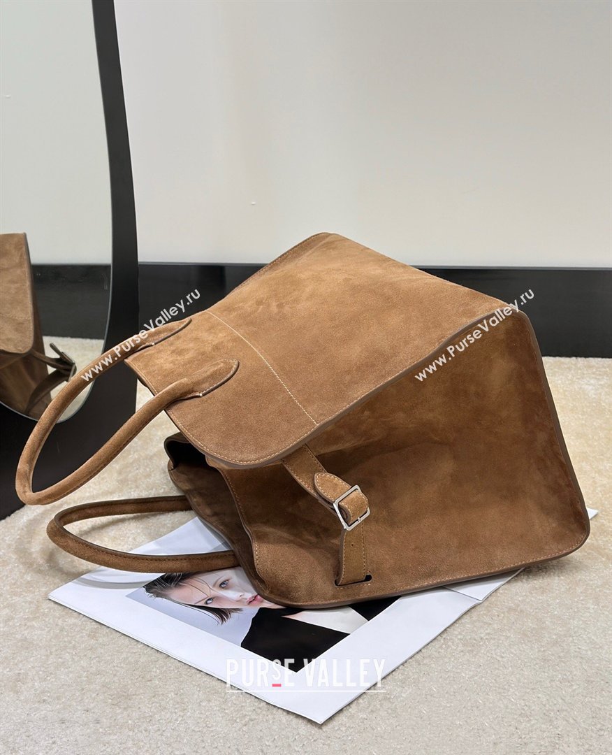 The Row Margaux 15 Tote Bag in Suede Light Brown 2026 8818L (CL-260410034)