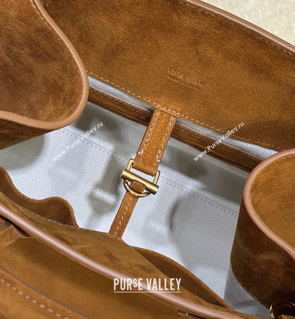 The Row Margaux 10 Tote Bag in Suede Gold-Tone 2026 8818S (CL-260410016)