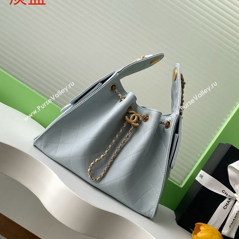 Chanel 25 Small Handbag in Grained Calfskin AS5293 Dusty Blue 2025 0811 (yezi-2508110068)