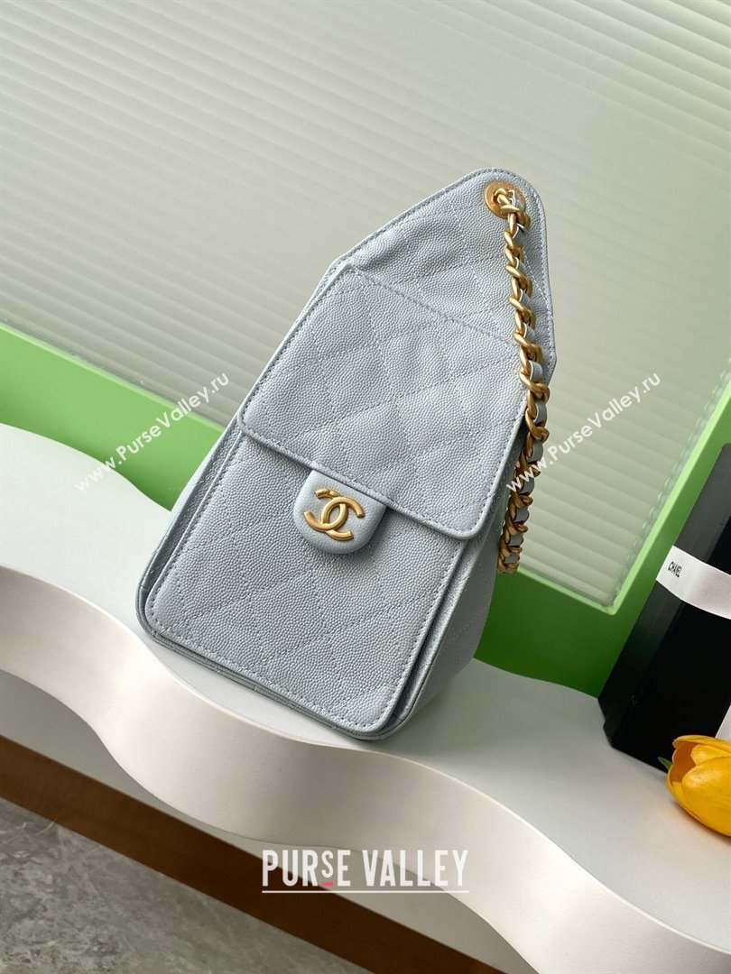 Chanel 25 Small Handbag in Grained Calfskin AS5293 Dusty Blue 2025 0811 (yezi-2508110068)