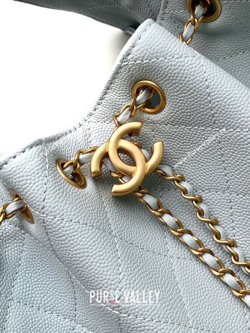 Chanel 25 Small Handbag in Grained Calfskin AS5293 Dusty Blue 2025 0811 (yezi-2508110068)