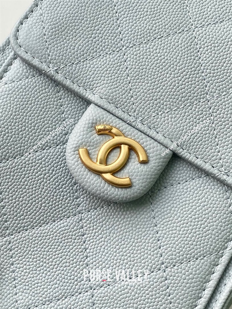 Chanel 25 Small Handbag in Grained Calfskin AS5293 Dusty Blue 2025 0811 (yezi-2508110068)