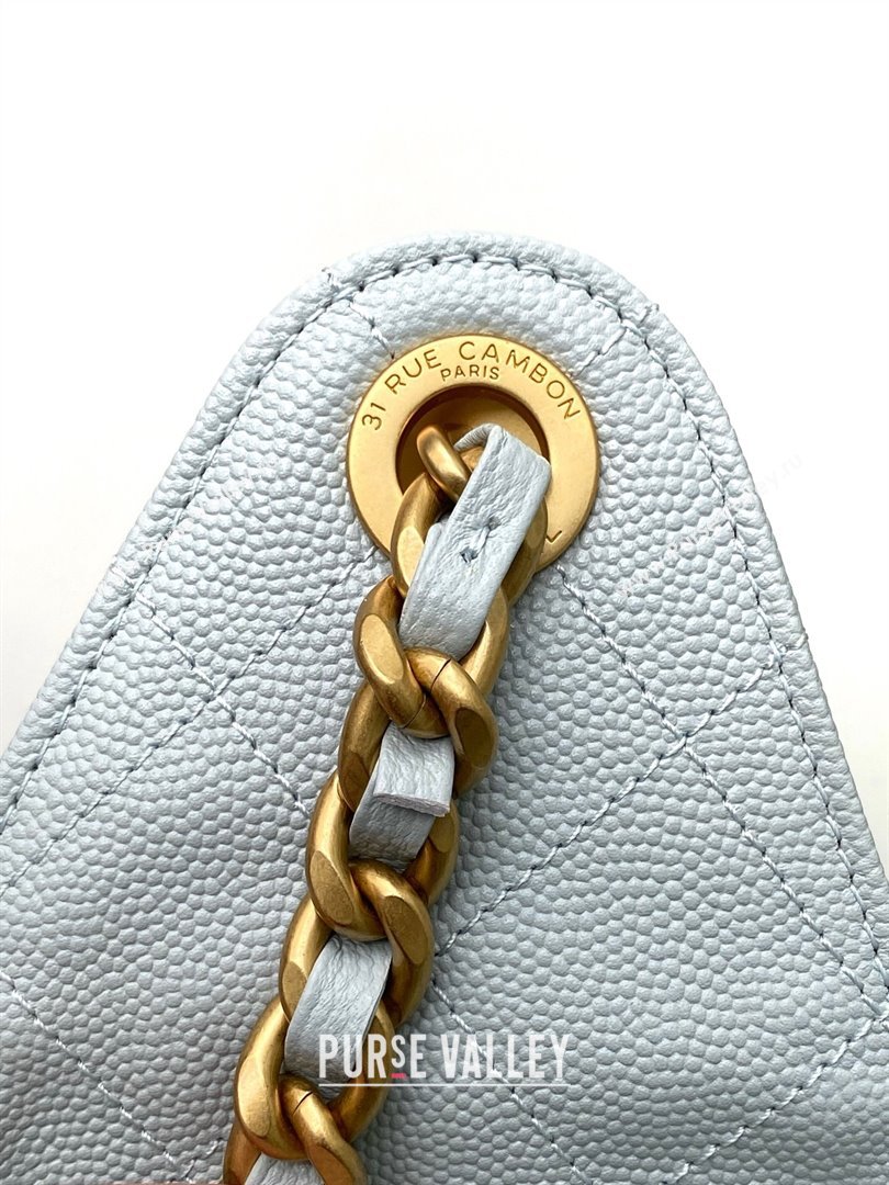 Chanel 25 Small Handbag in Grained Calfskin AS5293 Dusty Blue 2025 0811 (yezi-2508110068)