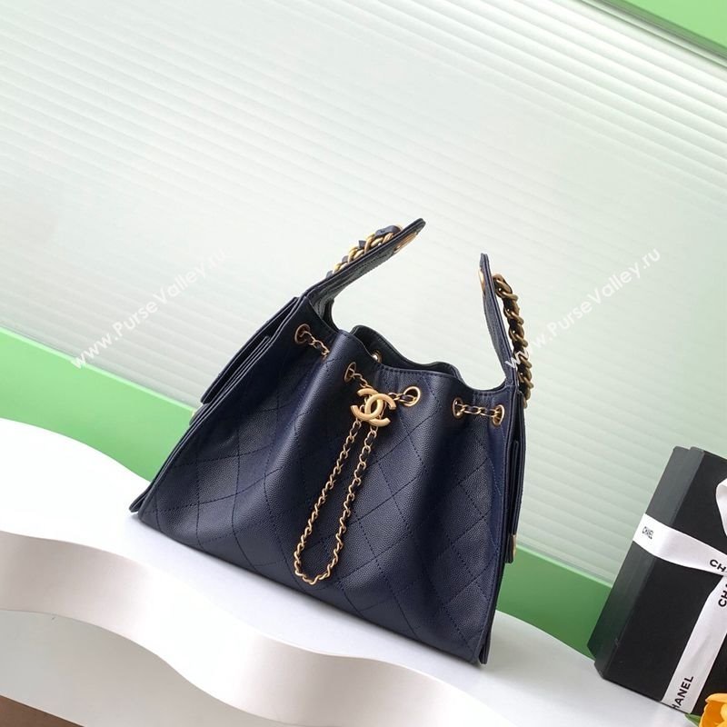 Chanel 25 Small Handbag in Grained Calfskin AS5293 Dark Blue 2025 0811 (yezi-2508110069)