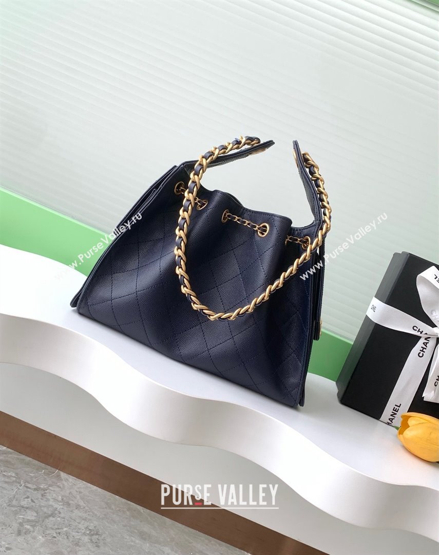 Chanel 25 Small Handbag in Grained Calfskin AS5293 Dark Blue 2025 0811 (yezi-2508110069)