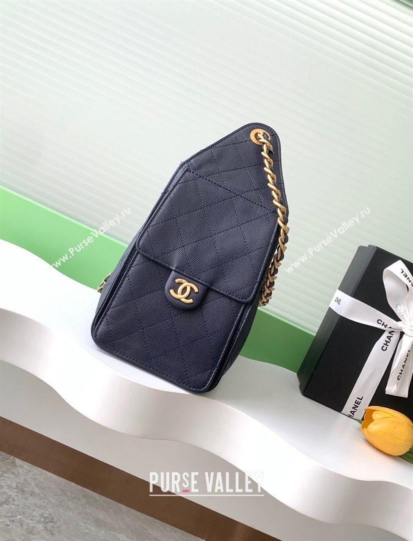 Chanel 25 Small Handbag in Grained Calfskin AS5293 Dark Blue 2025 0811 (yezi-2508110069)