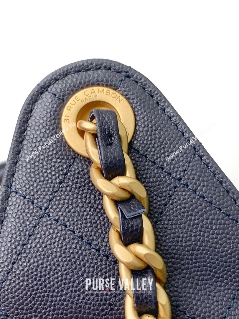 Chanel 25 Small Handbag in Grained Calfskin AS5293 Dark Blue 2025 0811 (yezi-2508110069)